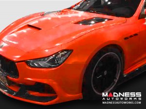 Maserati Ghibli Exterior Trim - Carbon Fiber - Custom Hood w/ Vents - Grand Touring 