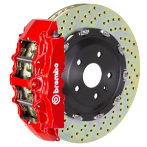 Maserati Quattroporte Brake Kit - Front - Brembo - GT 6 Piston Cast 380x34 2pc Rotor Drilled - Red - `05-`07