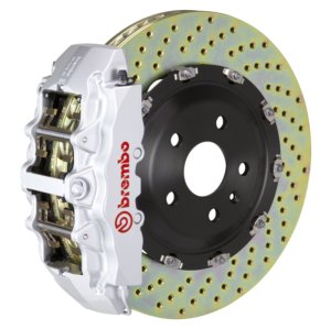 Maserati Quattroporte Brake Kit - Front - Brembo - GT BBK 6 Piston Cast 380x34 2pc Rotor Drilled - Silver - `05-`07