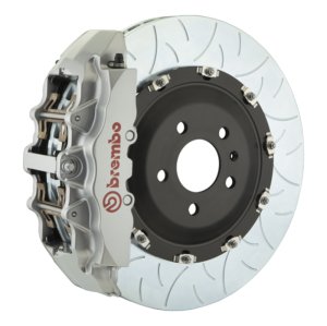 Maserati Spyder Brake Kit - Front - Brembo - Slotted 2pc Rotors + GT 6 Pistons - Silver - `02-`07