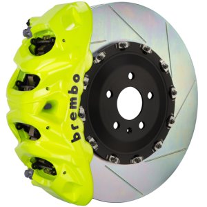 Maserati Ghibli S Brake Kit - Front - Brembo - 6 Pist Cast 405x34 2pc Rotor Slotted Type1 - Fluo. Yellow - `14-`27