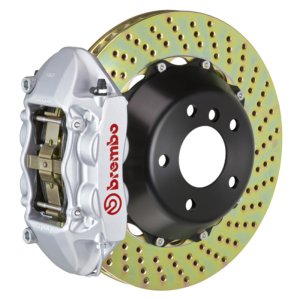 Maserati Quattroporte Brake Kit - Rear - Brembo - 4 Piston Cast Drilled Rotors - Silver - `05-`07