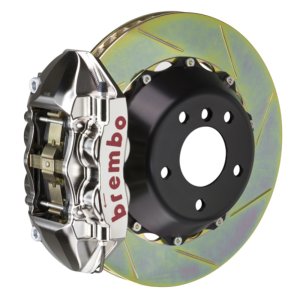Maserati Spyder Brake Kit - Rear - Brembo - GTR BBK 4 Pist Billet 380x28 2pc Rotor Slotted Type1 - Nickel - `02-`07