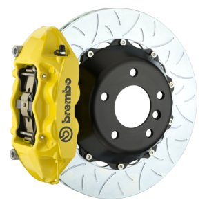 Maserati Ghibli S Brake Kit - Rear - Brembo - GT BBK 4 Piston Cast 380x28 2pc Rotor Slotted Type3 - Yellow - `14-`27