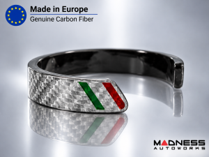 Carbon Fiber Bracelet - Italian Flag Racing Stripe Design - Silver Carbon Carbon Fiber Bracelet - Italian Flag Racing Stripe Design - Silver Carbon