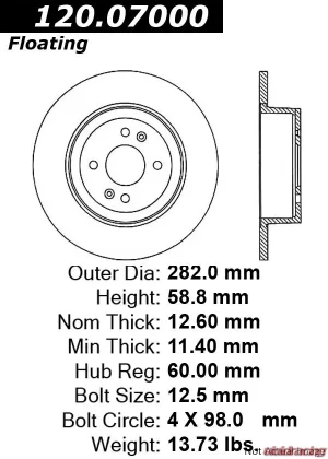 Maserati Spyder Brake Rotor - Front - One (1) - StopTech - Centric Performance -'86-'87