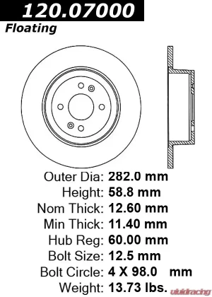 Maserati Spyder Brake Rotor - Front - One (1) - StopTech - Centric Performance -'86-'87