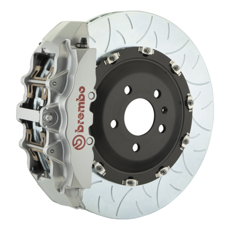Maserati Spyder Brake Kit - Front - Brembo - Slotted 2pc Rotors + GT 6 Pistons - Silver - `02-`07