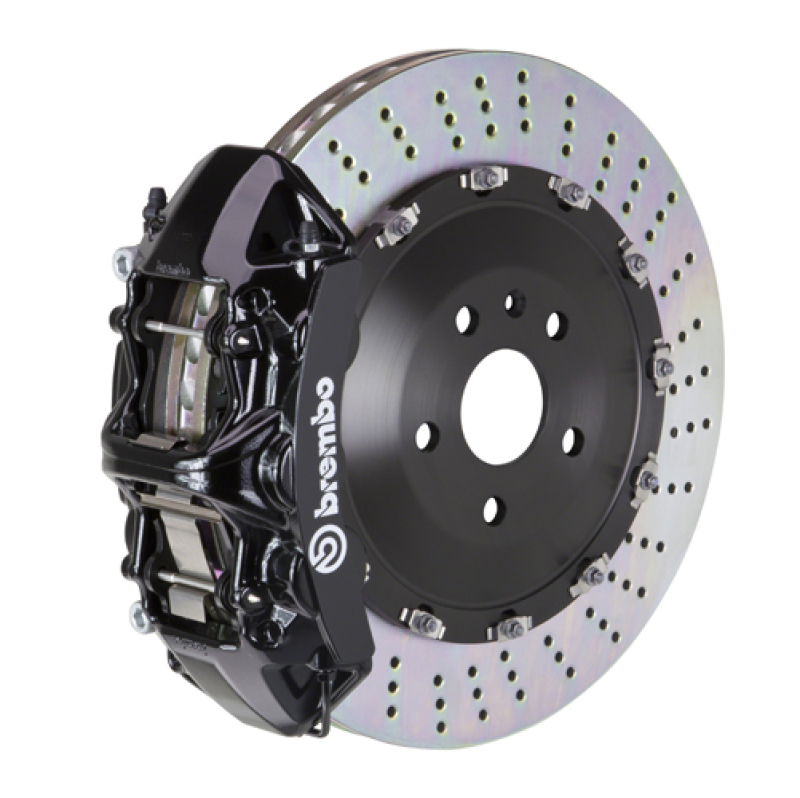 Maserati Ghibli S-Q4 Brake Kit - Front - Brembo - GT BBK 6 Piston Cast 405x34 2pc Rotor Drilled - Black - `14-`27