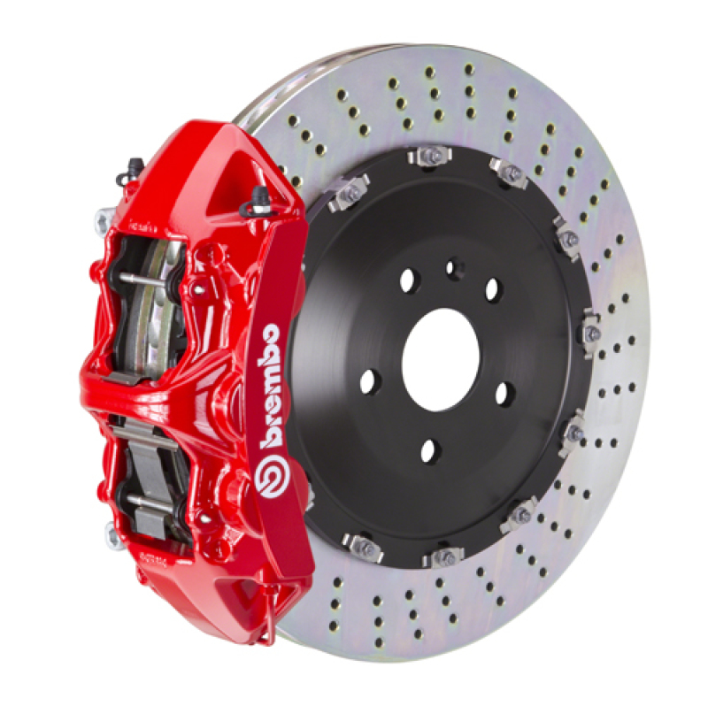 Maserati Ghibli S Brake Kit - Front - Brembo - GT BBK 6 Piston Cast 405x34 2pc Rotor Drilled - Red - `14-`27