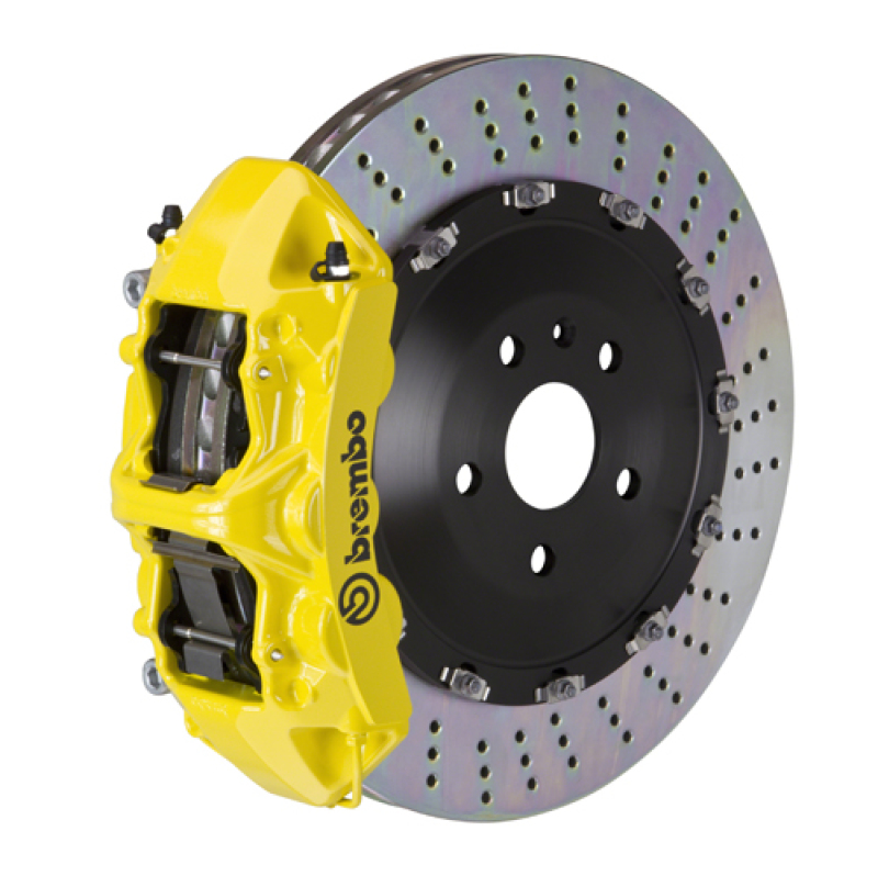 Maserati Ghibli S-Q4 Brake Kit - Front - Brembo - GT 6 Piston Cast 405x34 2pc Rotor Drilled - Yellow - `14-`27