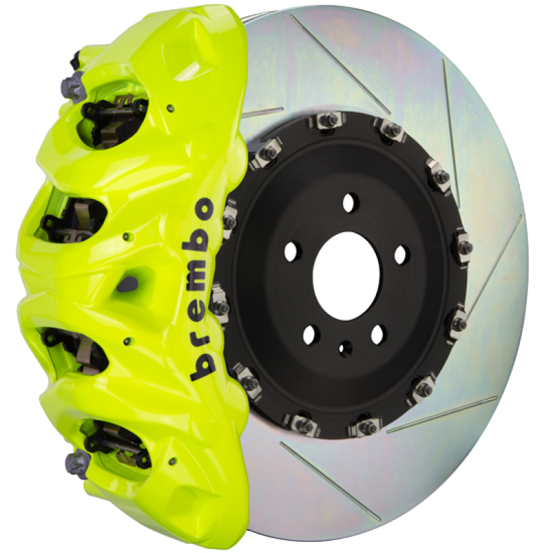 Maserati Ghibli S-Q4 Brake Kit - Front - Brembo - 6 Pist Cast 405x34 2pc Rotor Slotted Type1 - Fluo. Yellow - `14-`27