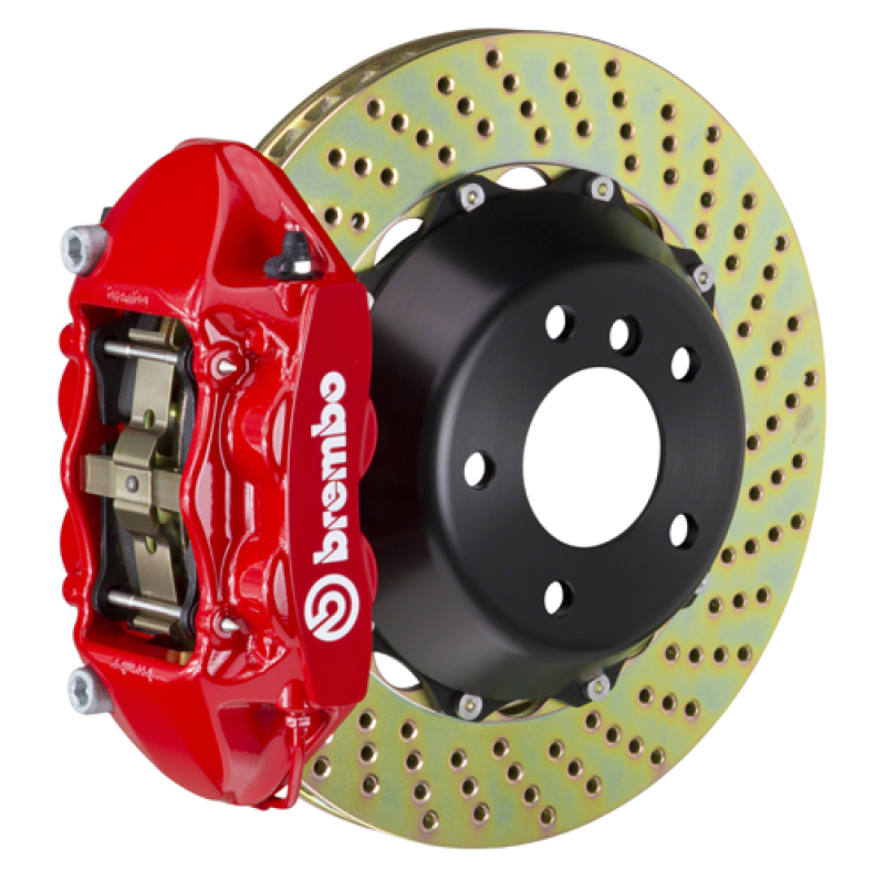 Maserati Ghibli S Brake Kit - Rear - Brembo - GT BBK 4 Piston Cast 380x28 2pc Rotor Drilled - Red - `14-`27