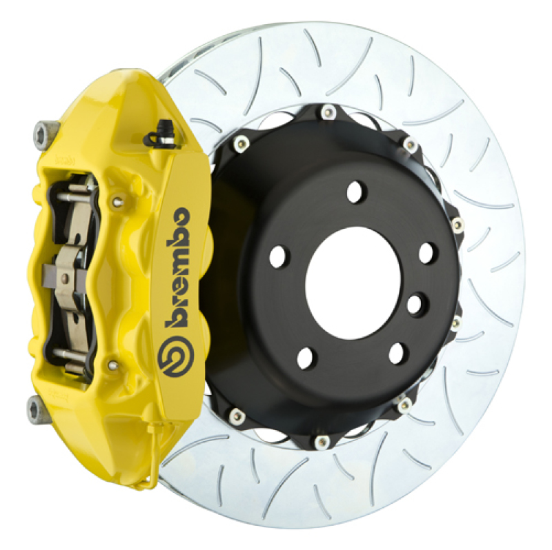 Maserati Ghibli S-Q4 Brake Kit - Rear - Brembo - GT BBK 4 Piston Cast 380x28 2pc Rotor Slotted Type3 - Yellow - `14-`27