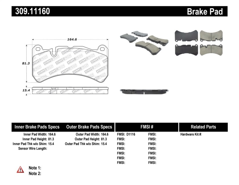Maserati GranTurismo Brake Pads - Stoptech - Performance - `13-`17