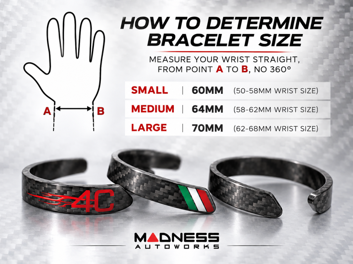 Carbon Fiber Bracelet - Italian Flag Racing Stripe Design 