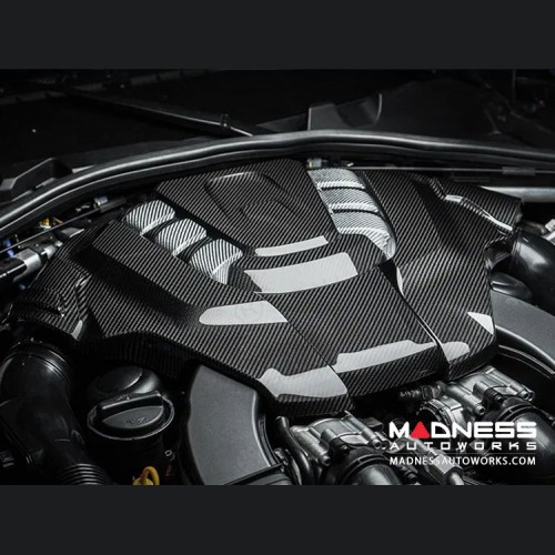 Maserati Grecale Engine Cover - Carbon Fiber - White Candy Accents