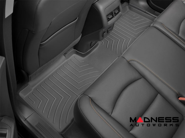 Maserati Levente Floor Liners - WeatherTech - Black - Rear - w/ Dual Zone Climate Control